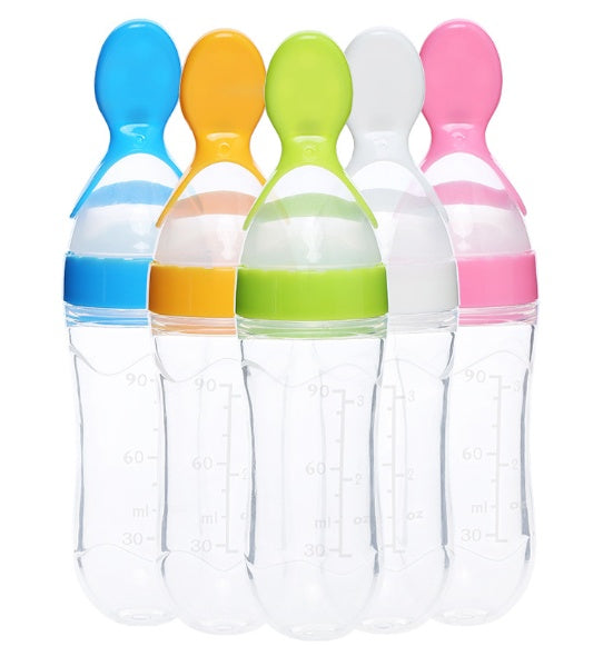 Baby Bottle Feeder With Spoon On Top