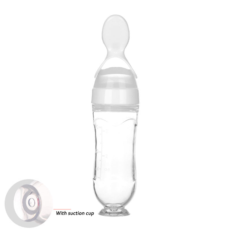 Silicone Baby Squeeze Feeding Bottle with Spoon