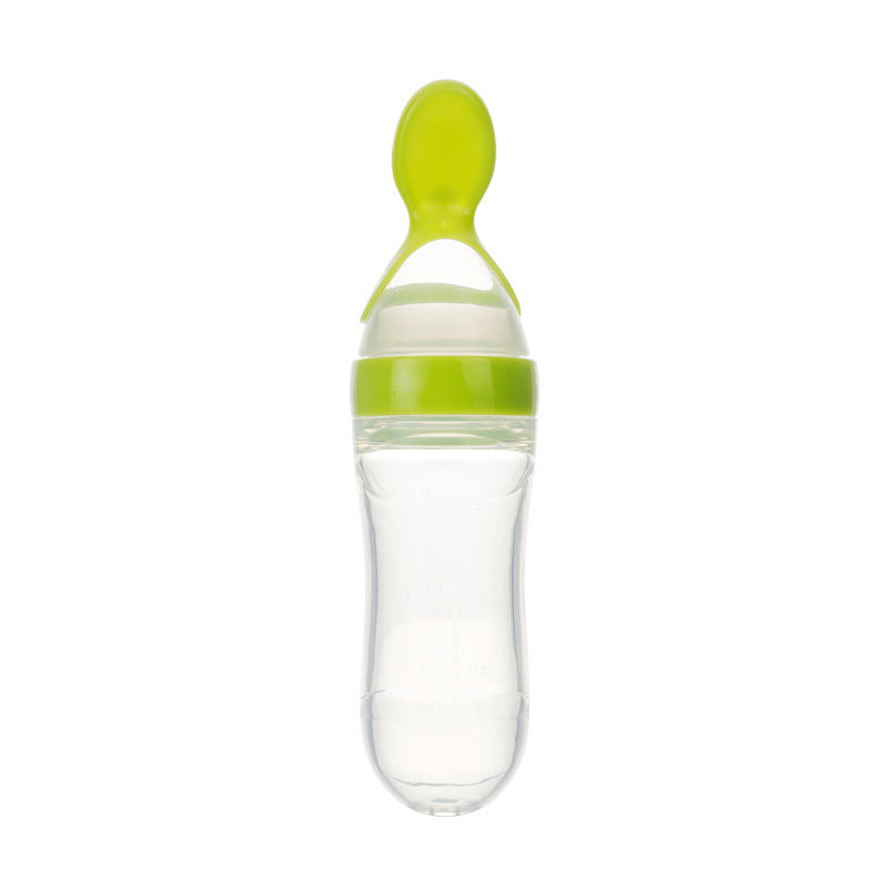 Silicone Baby Squeeze Feeding Bottle with Spoon