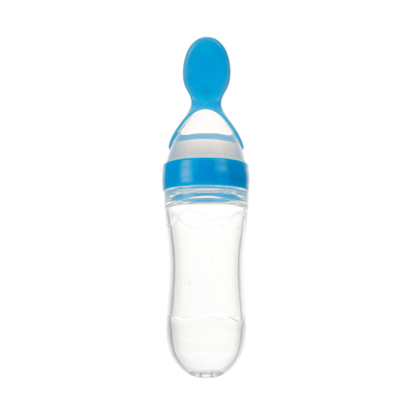 Silicone Baby Squeeze Feeding Bottle with Spoon