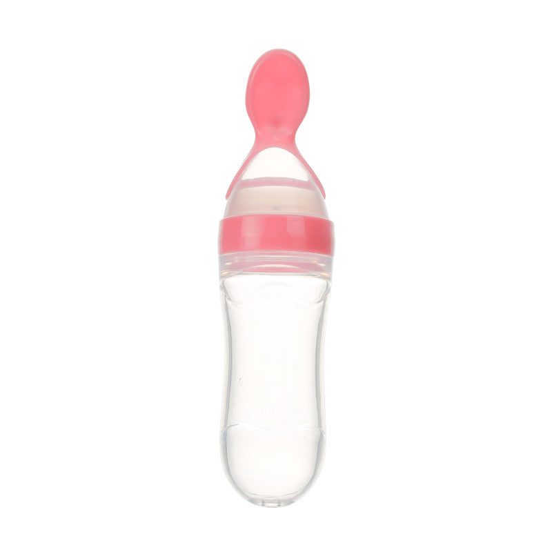 Silicone Baby Squeeze Feeding Bottle with Spoon