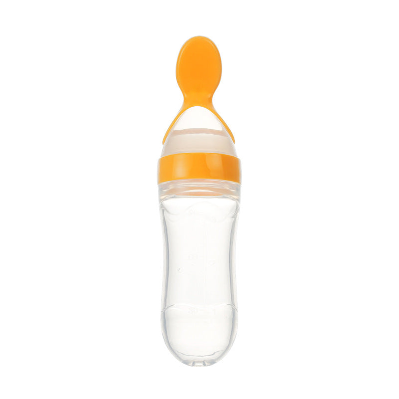 Silicone Baby Squeeze Feeding Bottle with Spoon