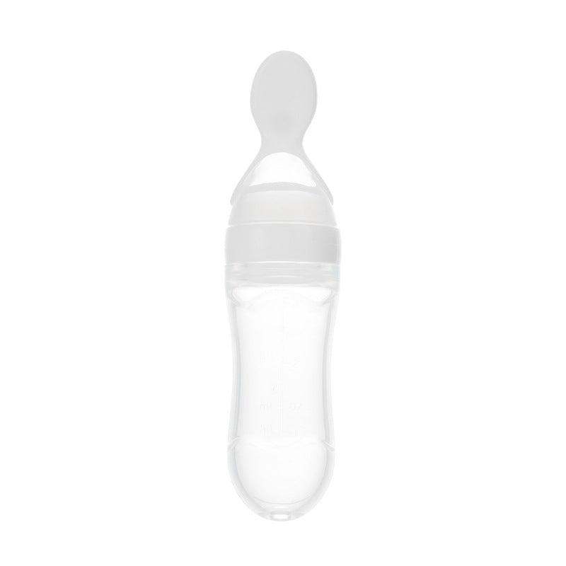 Silicone Baby Squeeze Feeding Bottle with Spoon