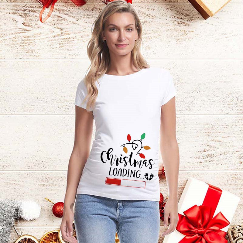 Christmas short sleeve maternity dress