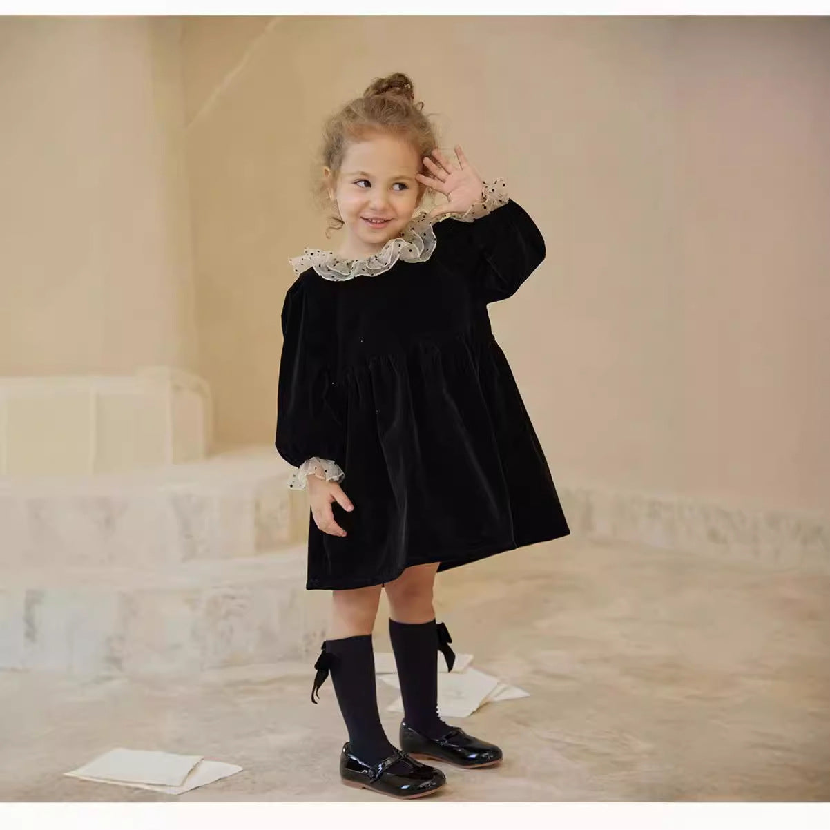Baby Vintage Velvet Long Sleeves Dress