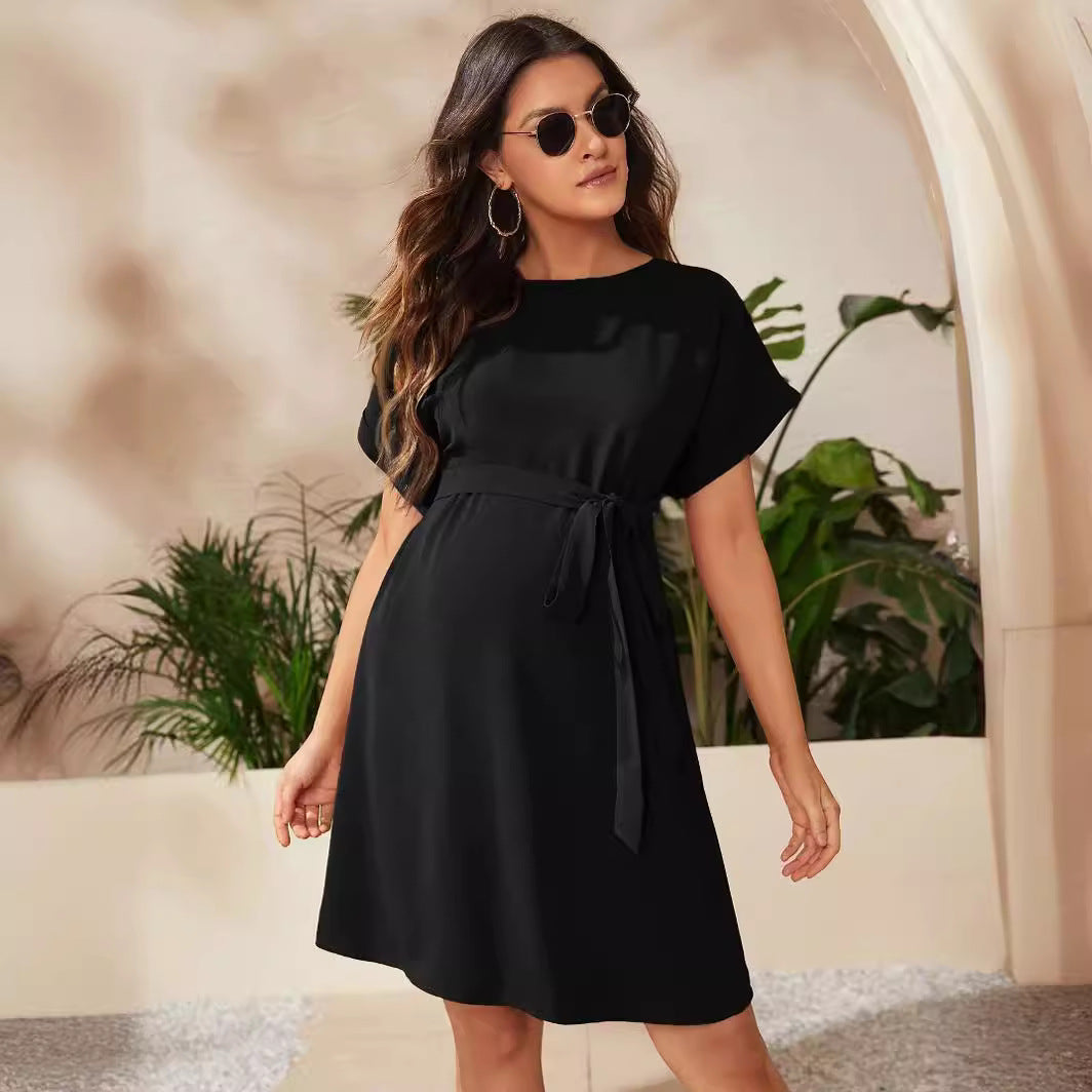 Maternity Bat Sleeve Girdle Dress